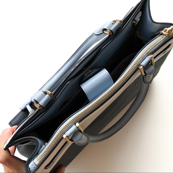 Michael Kors Reagan Large Satchel Bag blue white - Picture 3 of 14